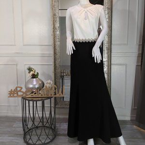 Black and White Formal Evening Dress Gown